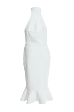 White Embroidered Frill Hem Midi Dress -Dazzle Dresses 00100037897 ZB