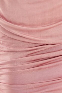 Pink Ruched Bodycon Midi Dress -Dazzle Dresses 00100037902 ZS