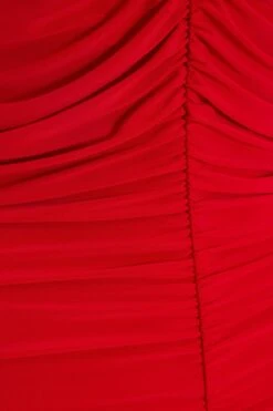 Red Knot Ruched Bodycon Midi Dress -Dazzle Dresses 00100038036 ZS