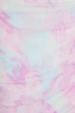 Pink Mesh Marble Print Ruched Midi Dress -Dazzle Dresses 00100038079 ZS