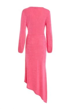Pink Slinky Long Sleeve Maxi Dress -Dazzle Dresses 00100038081 ZB