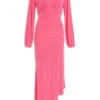Pink Slinky Long Sleeve Maxi Dress