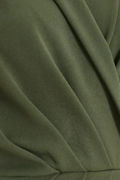 Khaki Wrap Sleeveless Midi Dress -Dazzle Dresses 00100038089 ZS