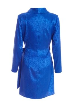 Royal Blue Satin Jacquard Mini Dress -Dazzle Dresses 00100038119 ZB