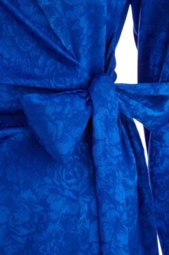 Royal Blue Satin Jacquard Mini Dress -Dazzle Dresses 00100038119 ZS