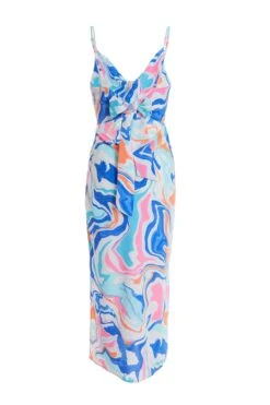 Multicolored Marble Print Midaxi Dress -Dazzle Dresses 00100038205 ZB
