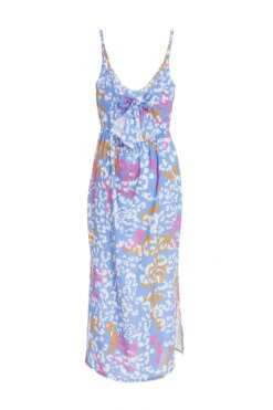 Blue Animal Print Split Midaxi Dress -Dazzle Dresses 00100038228 ZB