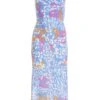 Blue Animal Print Split Midaxi Dress