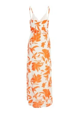 Orange Floral Maxi Dress -Dazzle Dresses 00100038267 ZB