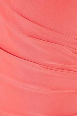 Coral Wrap Split Midi Dress -Dazzle Dresses 00100038288 ZS