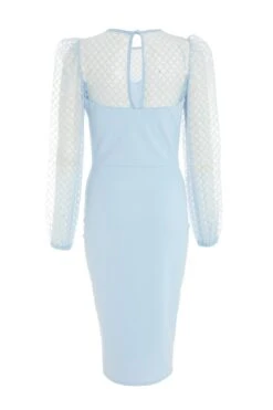 Light Blue Mesh Midi Dress -Dazzle Dresses 00100038320 ZB