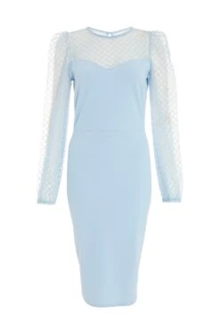 Light Blue Mesh Midi Dress