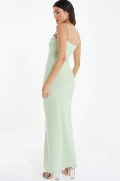 Sage Cross Front Maxi Dress -Dazzle Dresses 00100038434 XB