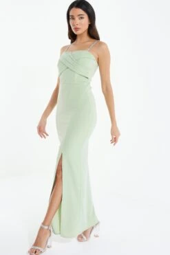 Sage Cross Front Maxi Dress -Dazzle Dresses 00100038434 XS