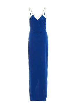 Royal Blue Diamante Wrap Maxi Dress -Dazzle Dresses 00100038454 ZB