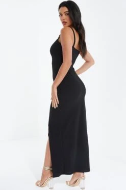 Black Buckle Strap Maxi Dress -Dazzle Dresses 00100038460 XB