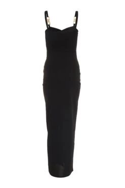 Black Buckle Strap Maxi Dress -Dazzle Dresses 00100038460 ZB