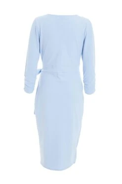 Light Blue Wrap Tie Midi Dress -Dazzle Dresses 00100038461 ZB