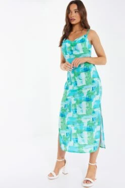 Blue Brush Stroke Midaxi Dress -Dazzle Dresses 00100038479 XS