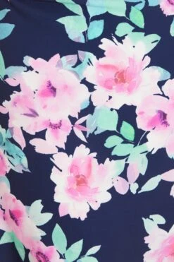 Navy Floral One Shoulder Maxi Dress -Dazzle Dresses 00100038594 ZS