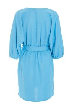 Blue Wrap Belted Mini Dress -Dazzle Dresses 00100038600 ZB