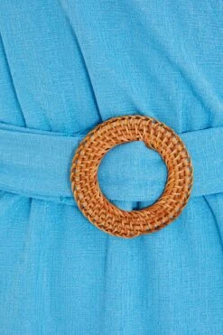 Blue Wrap Belted Mini Dress -Dazzle Dresses 00100038600 ZS