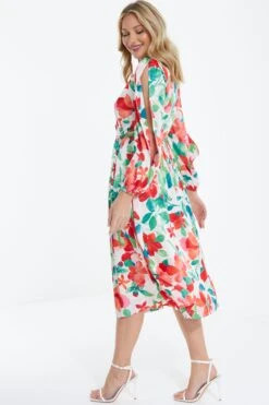 Multicoloured Tropical Midi Dress -Dazzle Dresses 00100038637 XB