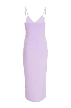 Lilac Wrap Ruched Midi Dress -Dazzle Dresses 00100038664 ZB