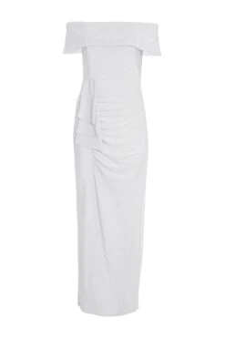 Silver Glitter Bardot Maxi Dress