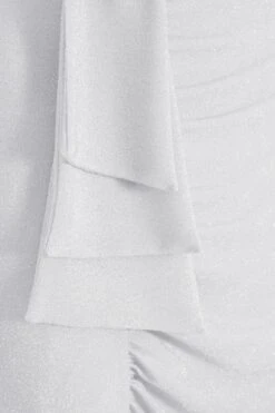 Silver Glitter Bardot Maxi Dress -Dazzle Dresses 00100038842 ZS