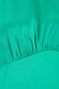 Jade Green Satin High Neck Midi Dress -Dazzle Dresses 00100038868 ZS