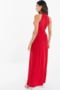 Red Cross Front Maxi Dress -Dazzle Dresses 00100038872 XB