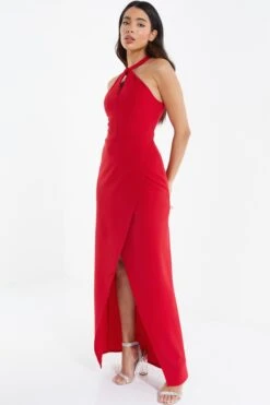 Red Cross Front Maxi Dress -Dazzle Dresses 00100038872 XS