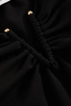 Black Ruched Mesh Midi Dress -Dazzle Dresses 00100038877 ZS