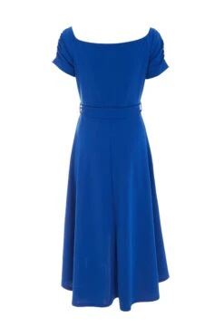 Royal Blue Bardot Dip Hem Midi Dress -Dazzle Dresses 00100038995 ZB