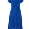 Royal Blue Bardot Dip Hem Midi Dress