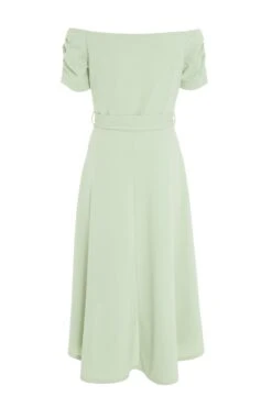 Green Bardot Dip Hem Midi Dress -Dazzle Dresses 00100038996 ZB