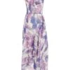 Purple Floral Print Frill Maxi Dress