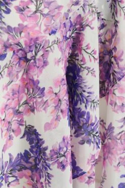 Purple Floral Print Frill Maxi Dress -Dazzle Dresses 00100039043 ZS