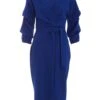 Royal Blue Wrap Tie Midi Dress