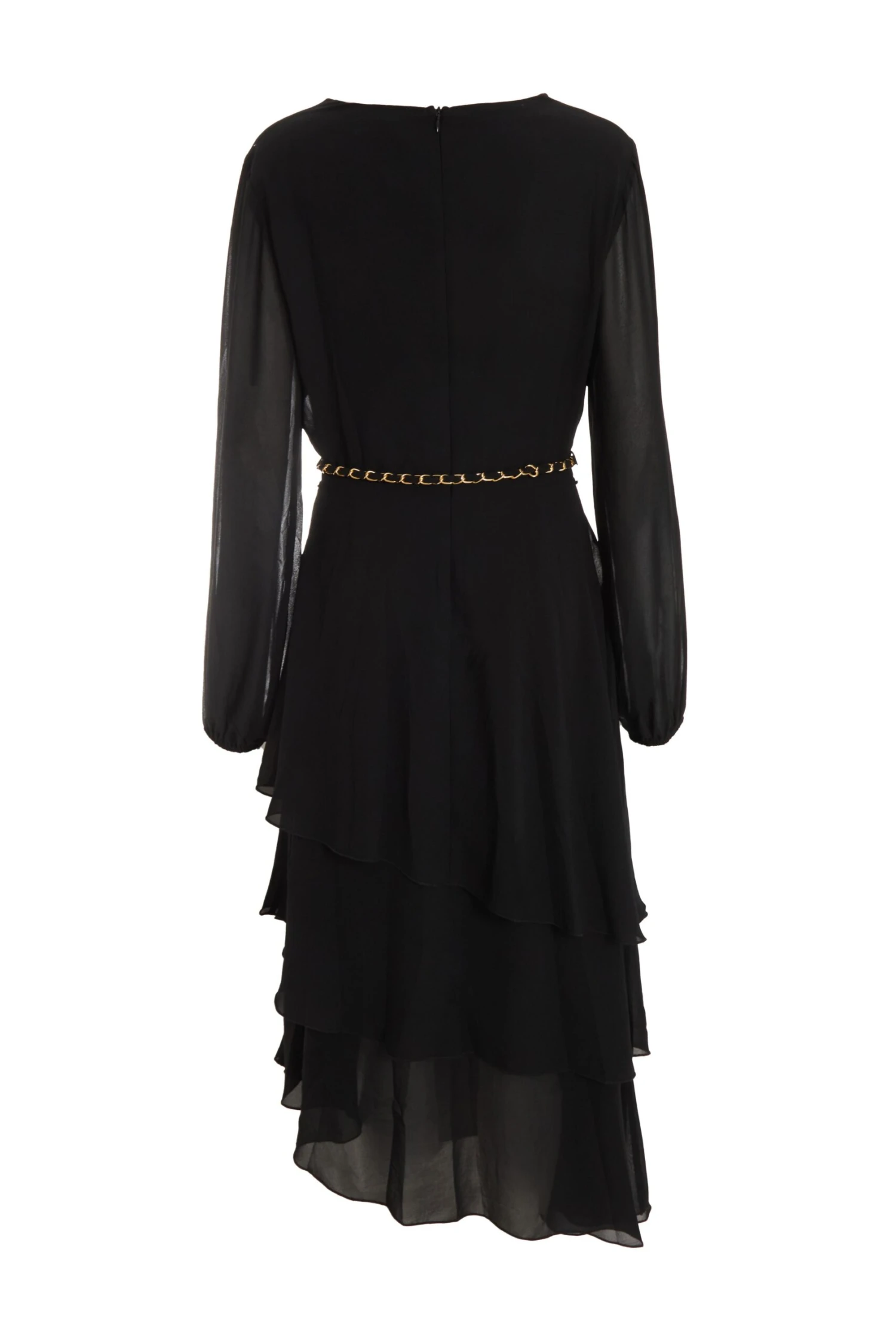 Black Long Sleeve Tiered Midi Dress 5 Black Long Sleeve Tiered Midi Dress - Image 5