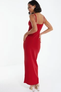 Red Buckle Strap Maxi Dress -Dazzle Dresses 00100039464 XB