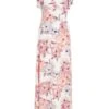 Pink Floral Frill Sleeve Maxi Dress