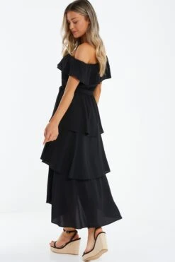 Black Bardot Dip Hem Midi Dress 8 Black Bardot Dip Hem Midi Dress -Dazzle Dresses 00100039505 XB