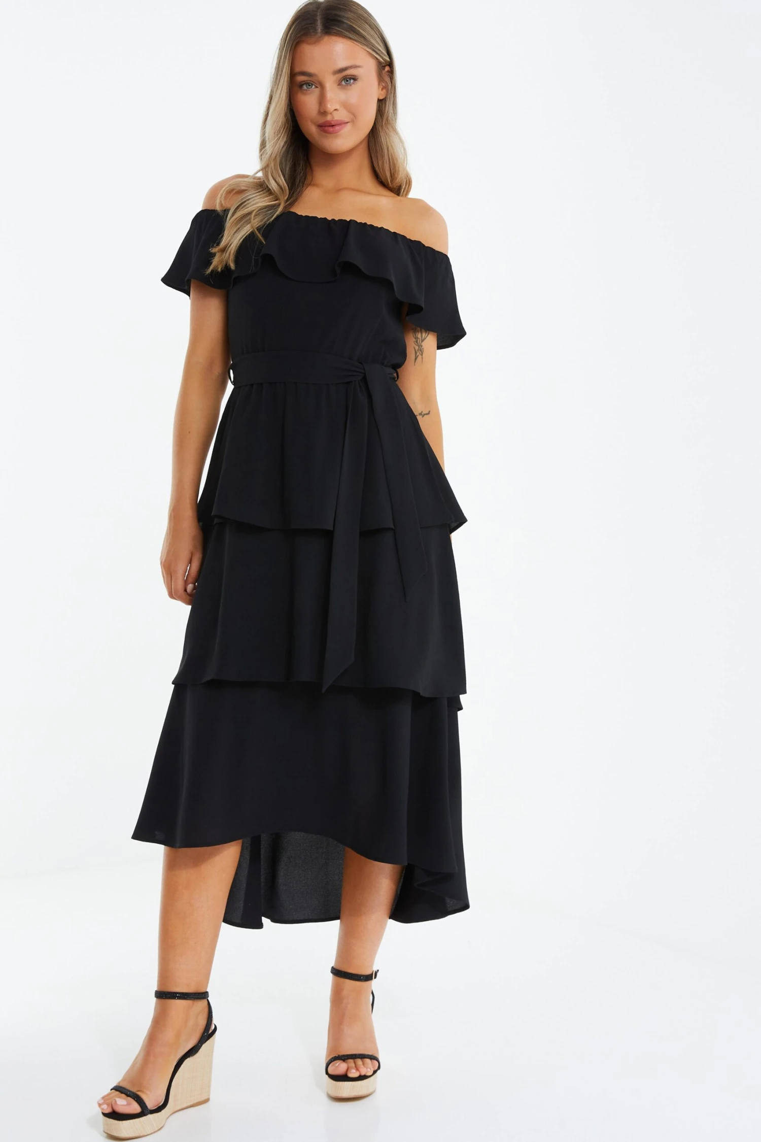 Black Bardot Dip Hem Midi Dress 2 Black Bardot Dip Hem Midi Dress - Image 2