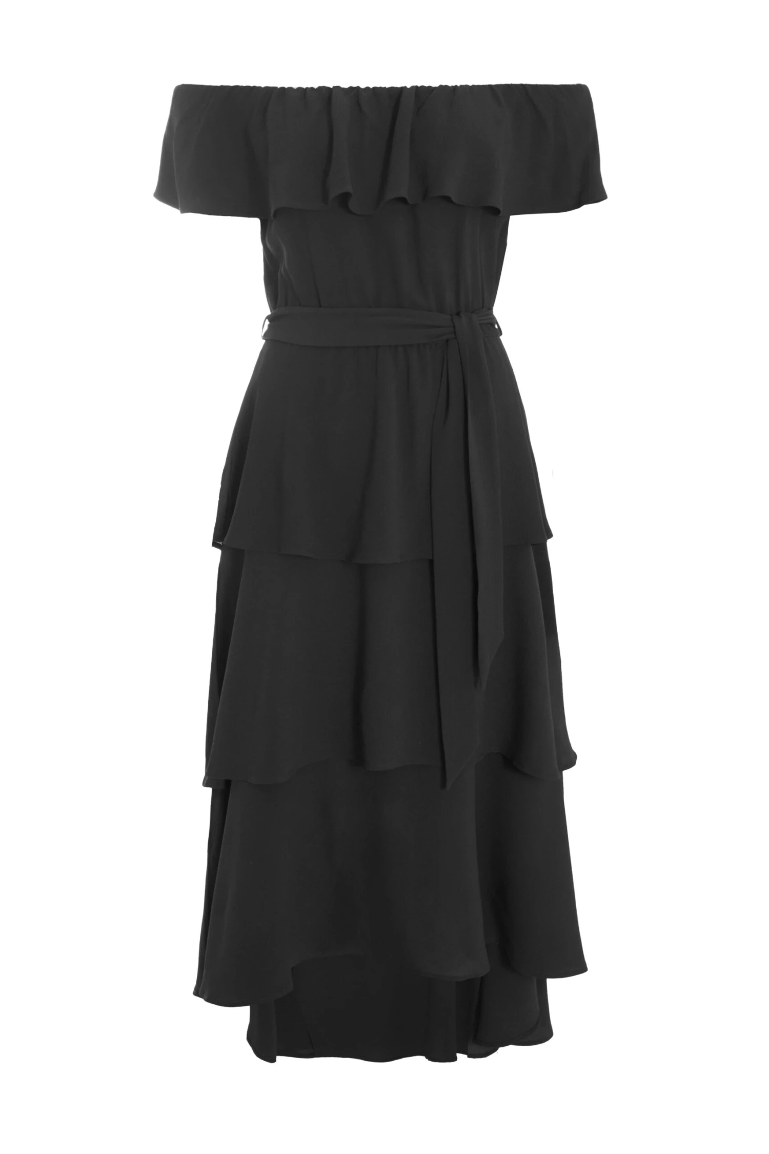 Black Bardot Dip Hem Midi Dress 1 Black Bardot Dip Hem Midi Dress